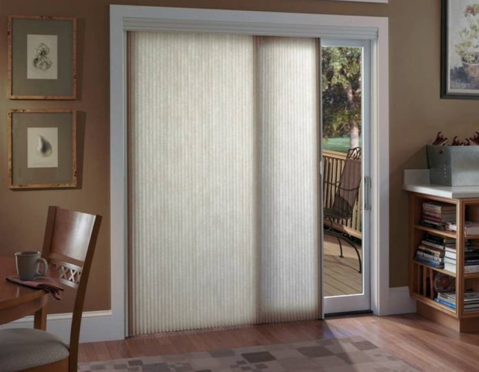 vertical pleated blinds in the interior