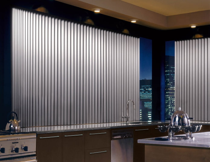 aluminum slats in the kitchen interior