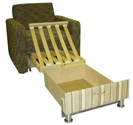 Chair bed with a roll-out mechanism