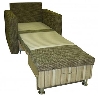 Chair-bed with roll-out mechanism