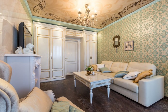 fabric stretch ceiling in the interior