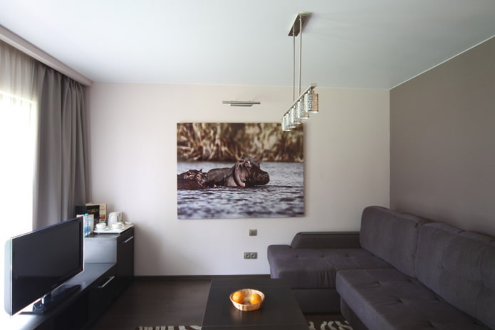single-color stretch ceiling in the interior