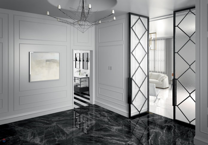 dark marble floor in the interior