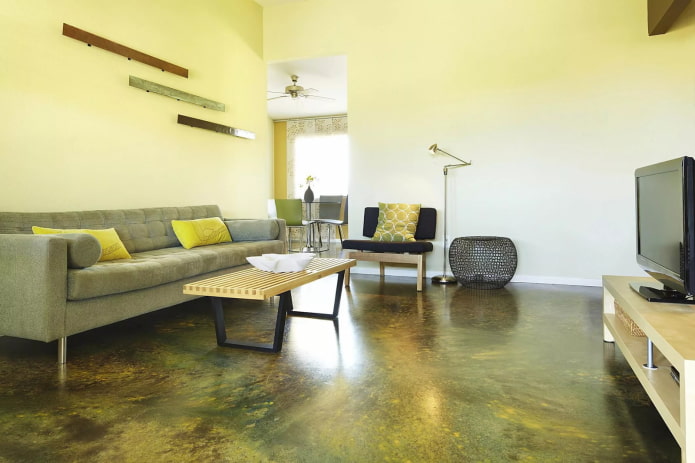 green self-leveling floor