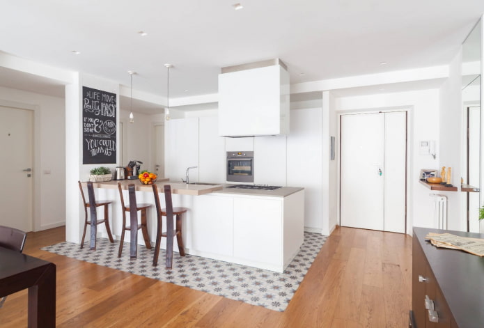 tiles with laminate in the kitchen