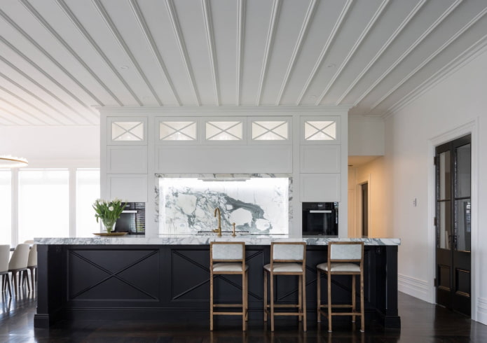 panel ceiling in the kitchen interior