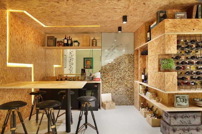 cork ceiling in the interior 