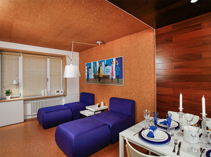 cork ceiling in the interior 