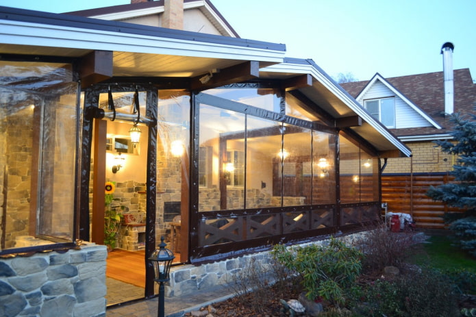 plastic curtains on the veranda