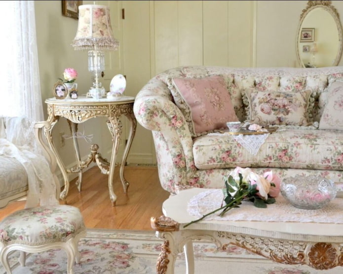 sofa in floral upholstery