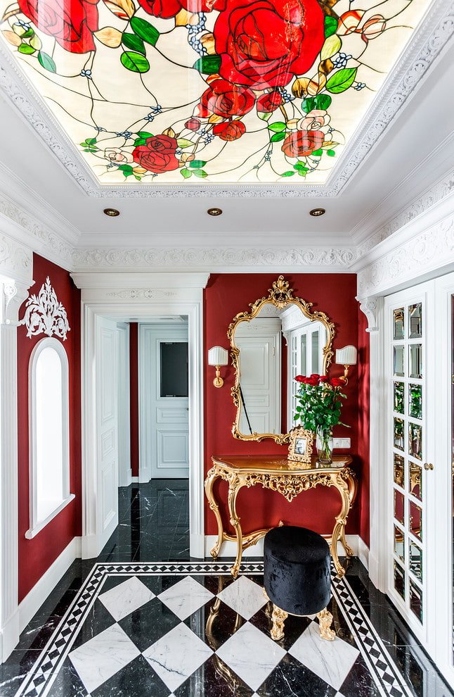 glass ceiling in the hallway interior