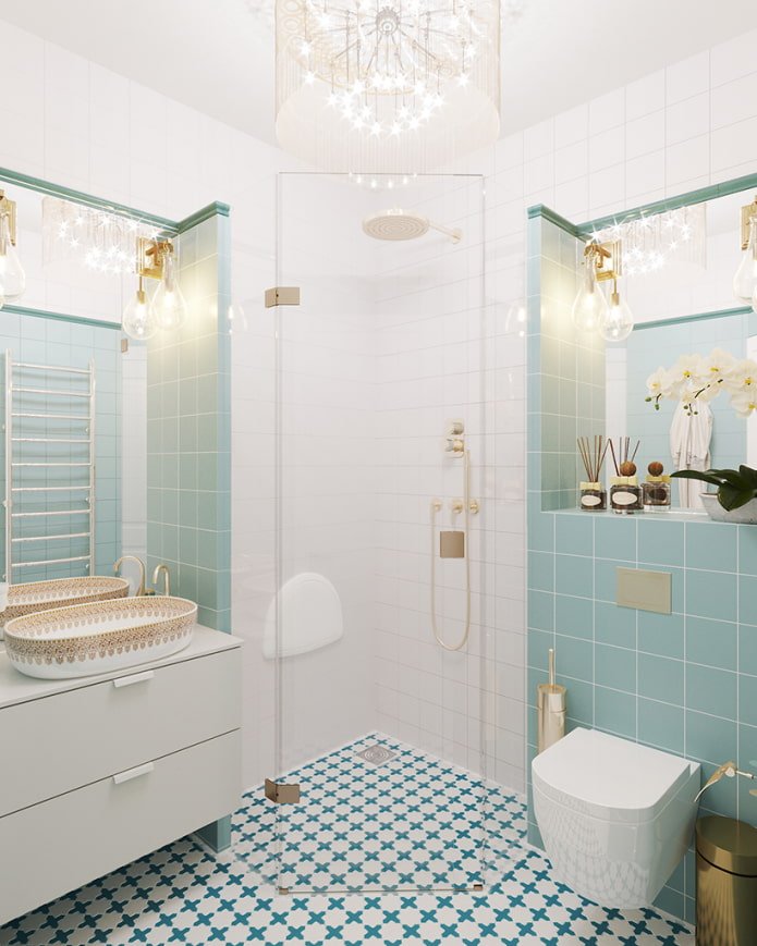 transparent corner shower