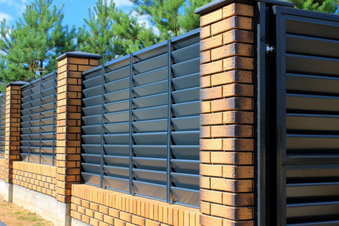 Brick and metal fence