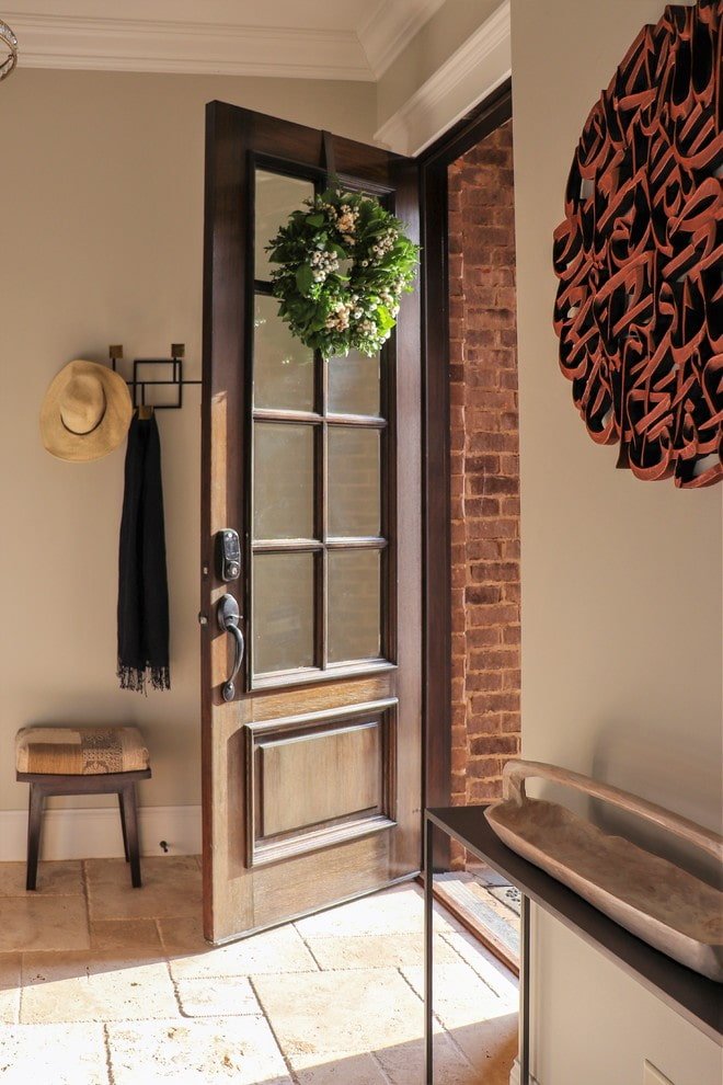 brown entrance doors in the interior