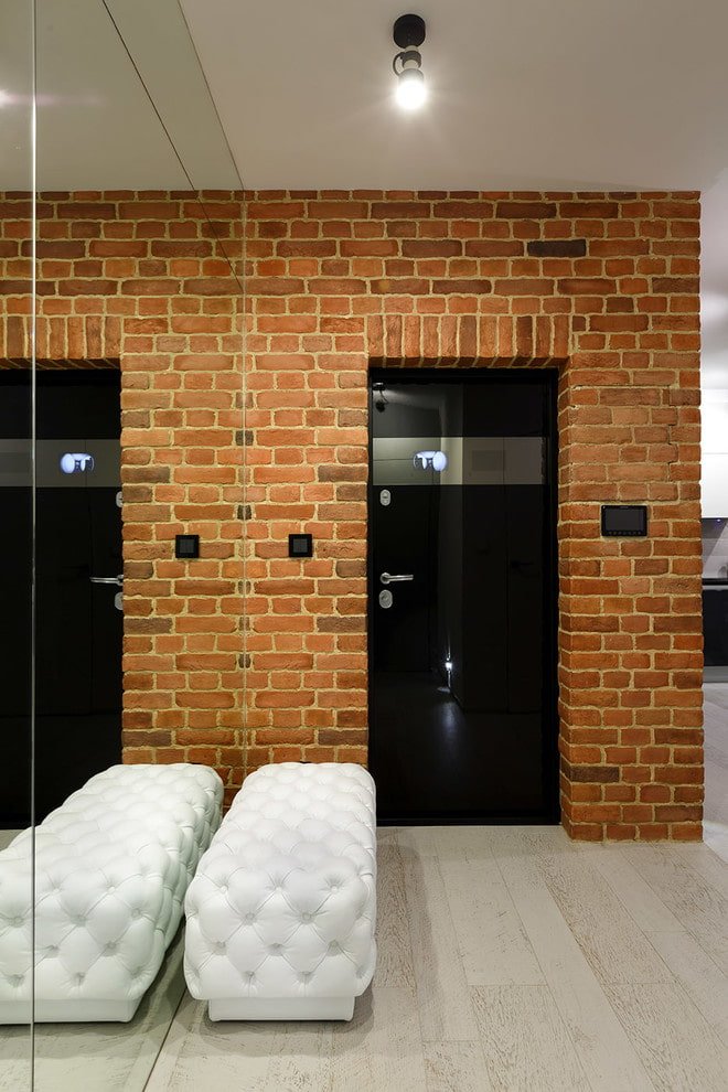 door decoration with decorative brick in the interior