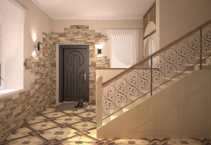 door decoration with stone in the interior
