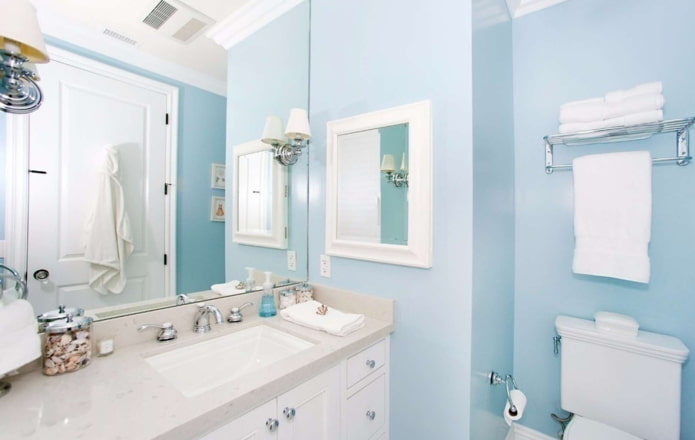Blue paint in the bathroom