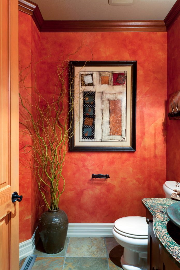 Decorative plaster in the bathroom