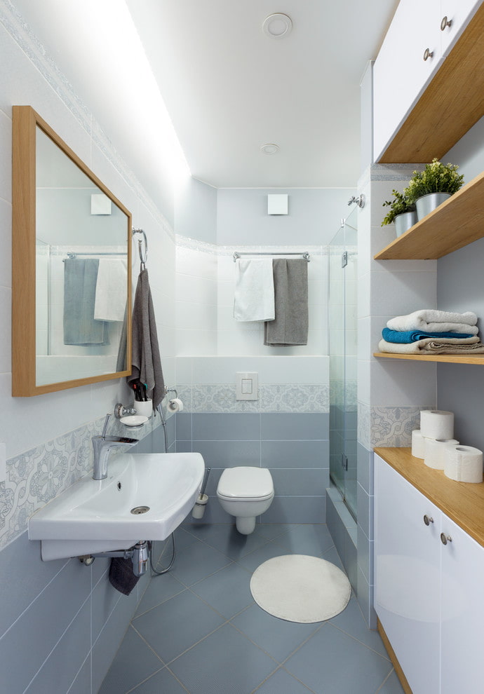 Bathroom ceiling with lighting