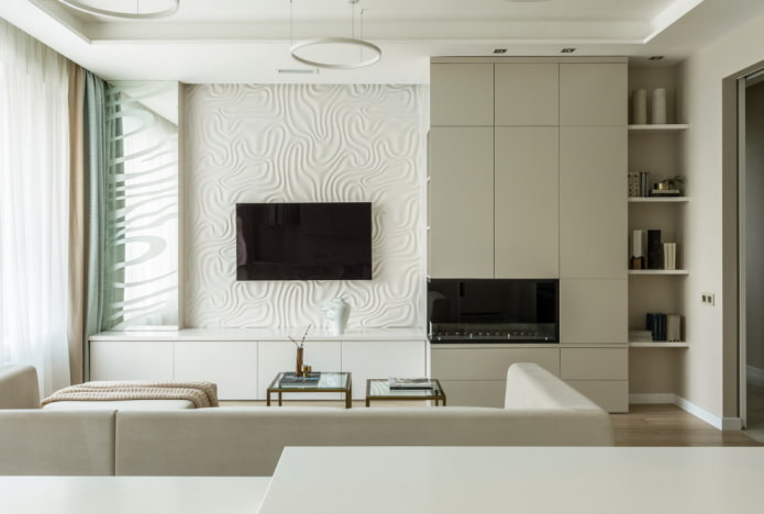 Built-in design with a fireplace