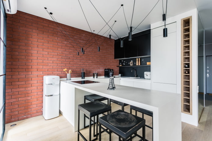 kitchen with a peninsula
