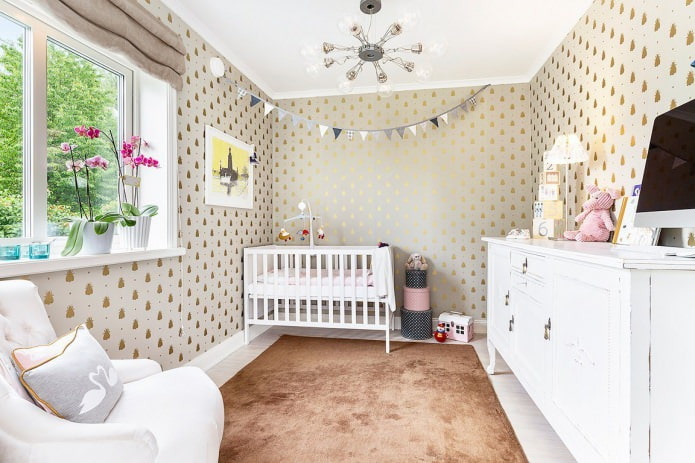 wallpaper in the nursery for a newborn