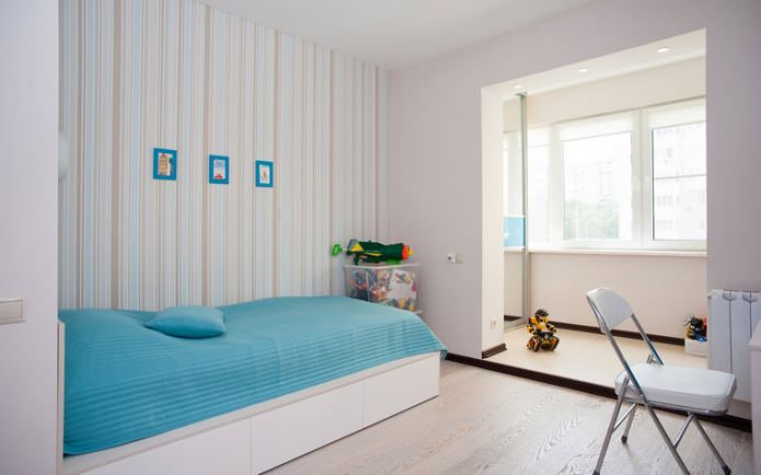 striped wallpaper in a children's room