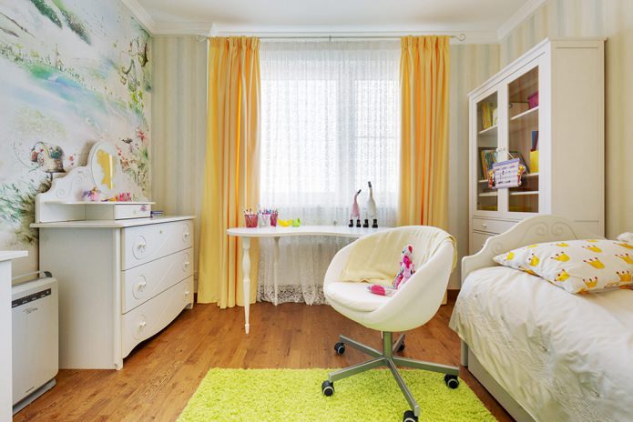 wallpaper in a child's room for a girl 6-9 years old