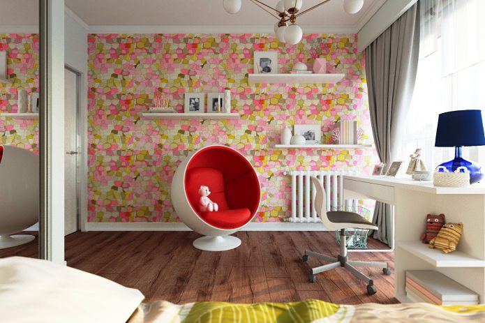 original non-woven wallpaper in a child's room