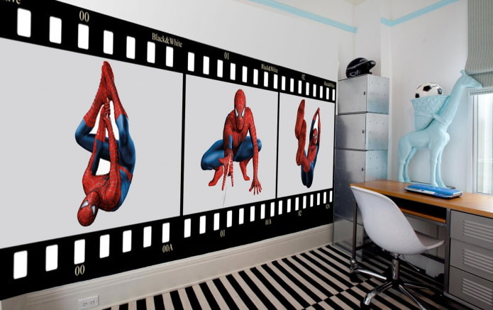 wallpaper with spiderman for a boy's room