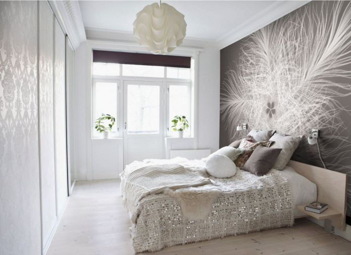 photo wallpaper on the wall in the bedroom 