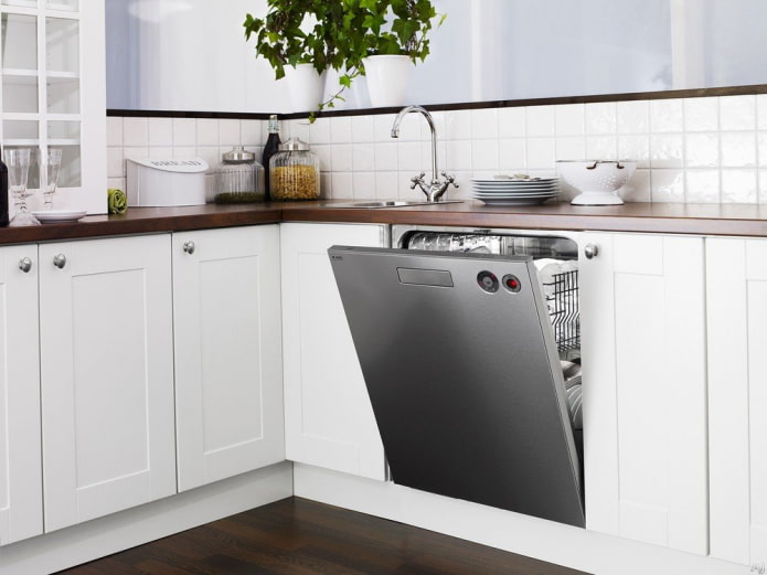 Partially built-in dishwasher