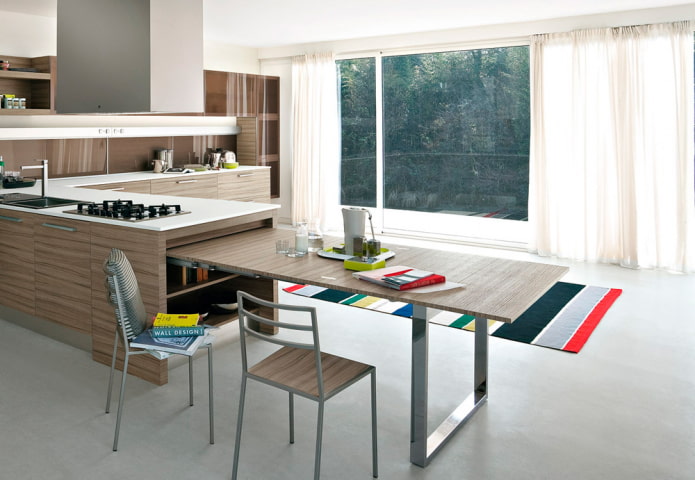 pull-out dining table in the interior
