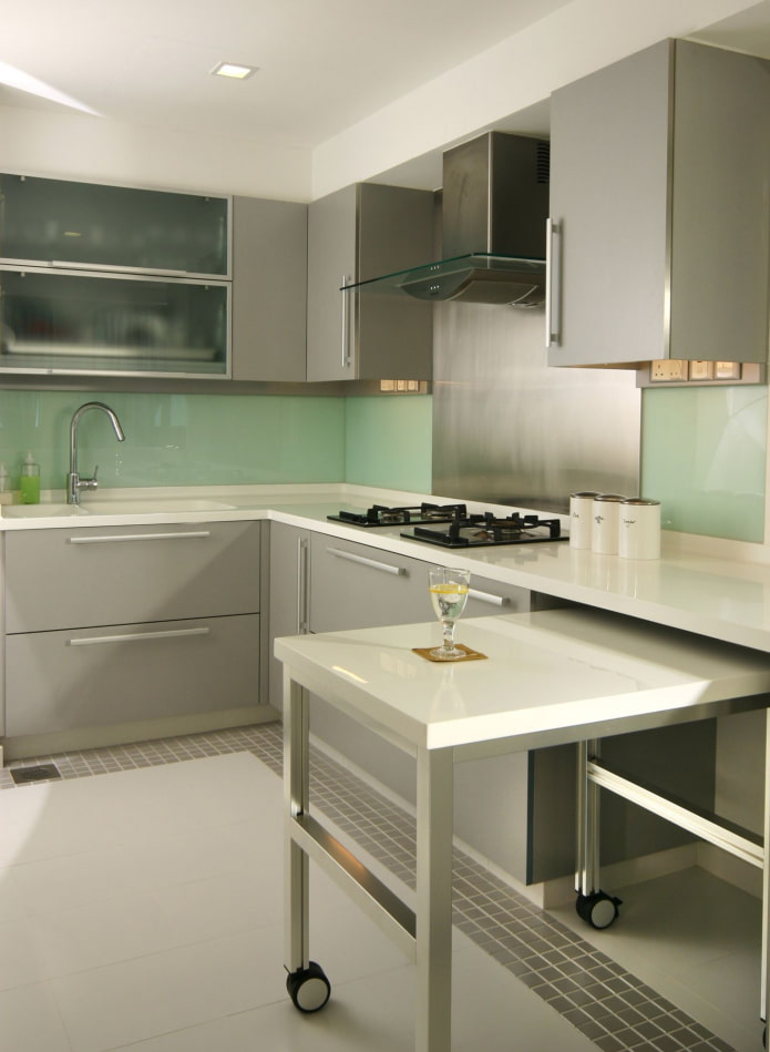 pull-out table in the kitchen interior