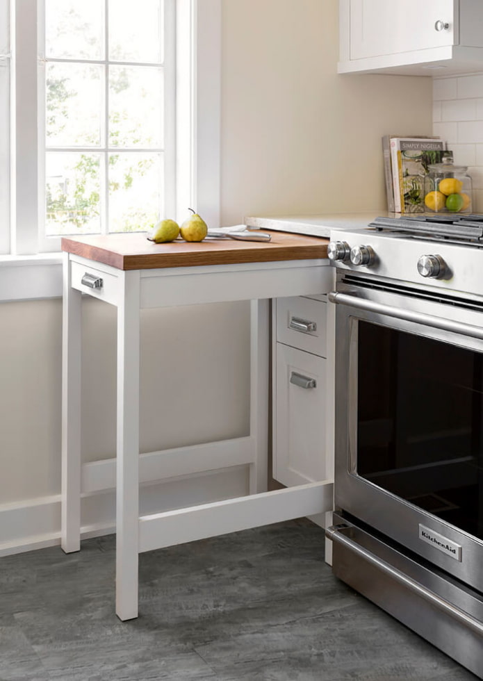 pull-out wooden table in the interior