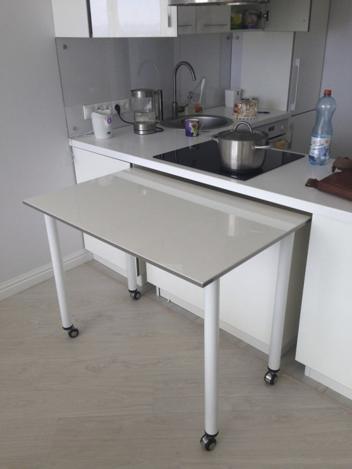 pull-out glass table in the interior