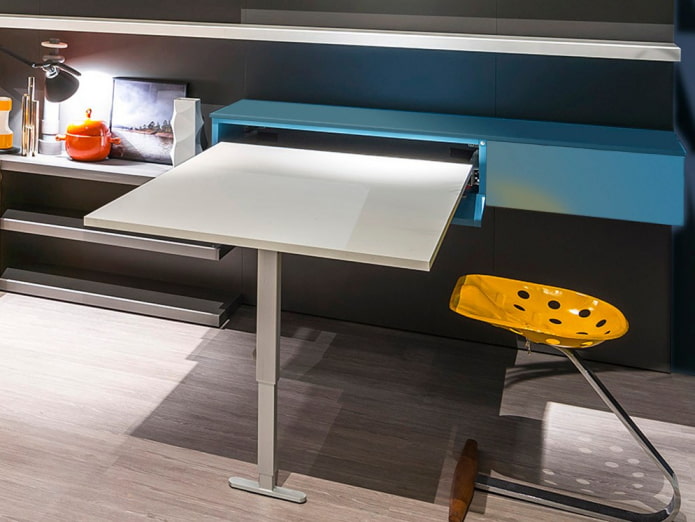 sliding desk in the interior