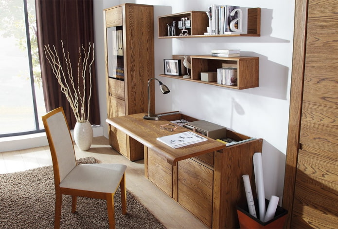 pull-out desk in the interior of the office