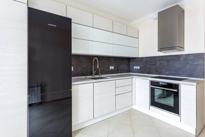 kitchen with a hood in the style of minimalism