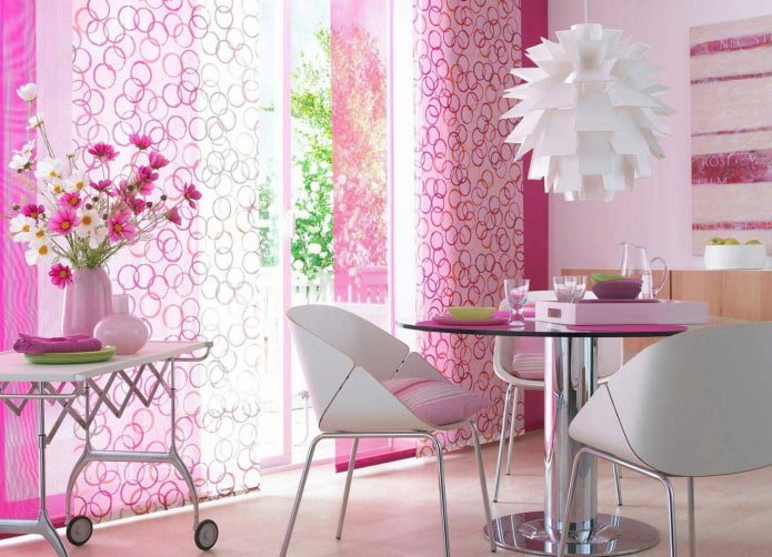 pink Japanese panels in the interior