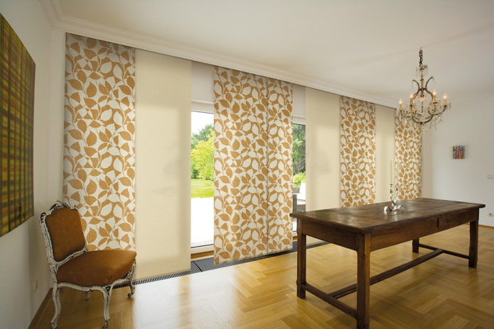 long Japanese panels in the interior