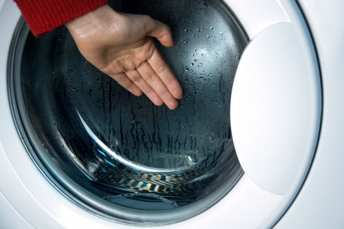 Closed door of the washing machine