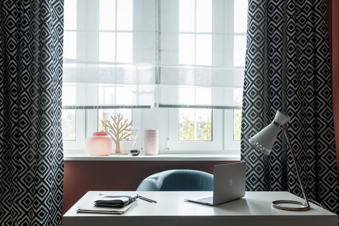 Roman blinds plus curtains