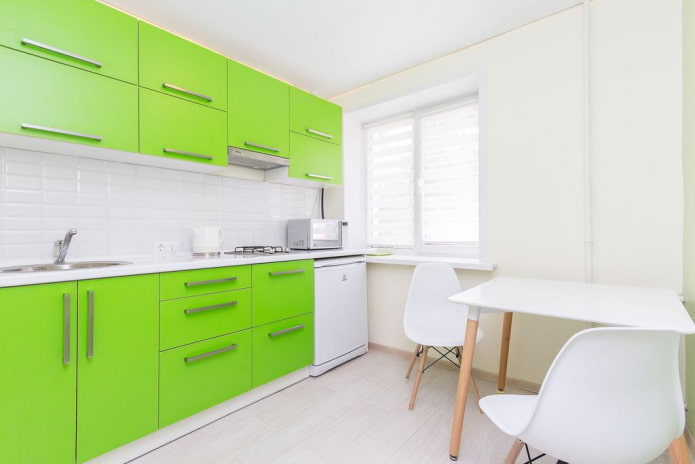 kitchen design in bright green tones