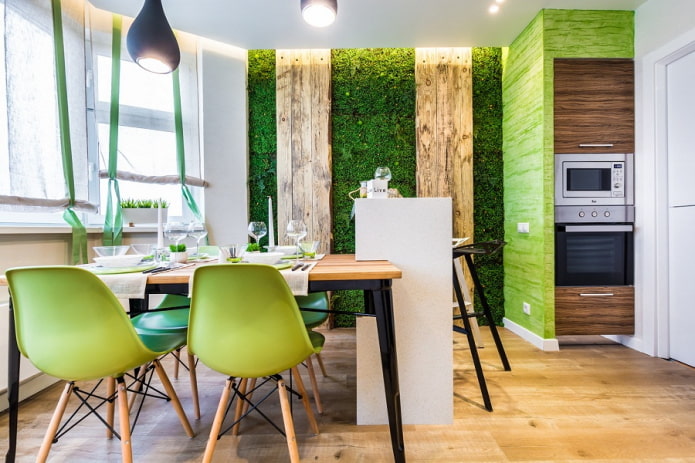 green kitchen in eco-style