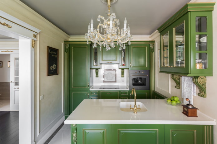 kitchen design in green tones