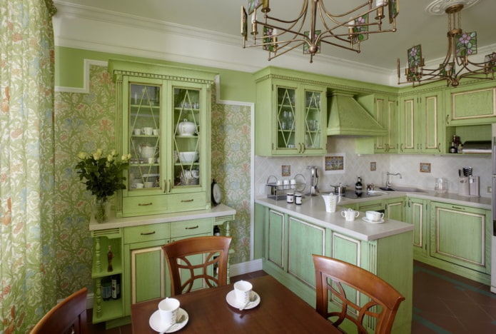 green kitchen design