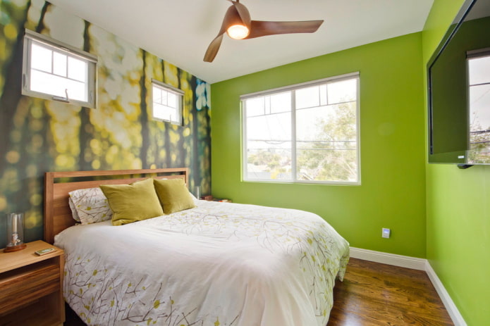 bedroom decoration in green tones