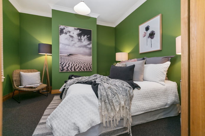 bedroom decor in green tones