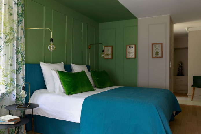 bedroom decor in green tones